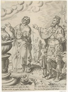 König Jerobeam und der Gottesmann vor dem Altar von Dirck Volckertsz. Coornhert (attributed to)