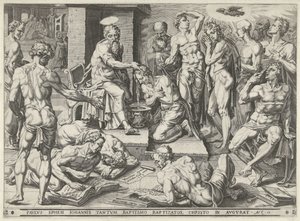 Paulus tauft die Einwohner von Ephesus von Dirck Volckertsz. Coornhert (attributed to)
