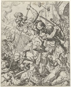 Flucht der assyrischen Armee von Dirck Volckertsz. Coornhert (attributed to)