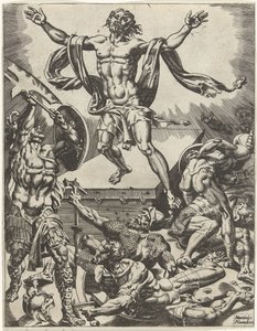 Auferstehung Christi (Serie: Fall und Erlösung der Menschheit durch das Leben und die Passion Christi) von Dirck Volckertsz. Coornhert (attributed to)