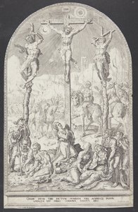 Christus am Kreuz zwischen den beiden Dieben von Dirck Volckertsz. Coornhert