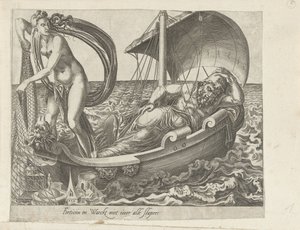 Fortuna begünstigt nicht die Schlafenden; Geduld als Siegerin über Fortuna (Sprüche über Fortuna) von Dirck Volckertsz. Coornhert