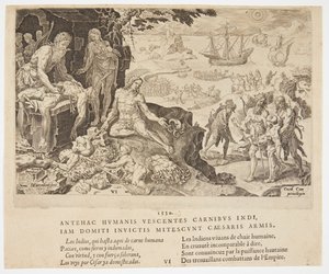 Die kaiserlichen Truppen bringen Zivilisation zu den Indianern von Dirck Volckertsz. Coornhert