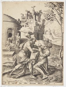 Der Diener zwingt einen anderen Diener, seine Schulden zu bezahlen von Dirck Volckertsz. Coornhert
