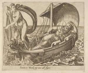 Das Glück wacht nicht über alle Schläfer aus Sechs Sprüchen über das Glück, ca. 1560 von Dirck Volkertsen Coornhert