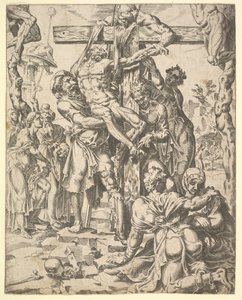 Die Kreuzabnahme, aus Der Fall und die Erlösung der Menschheit durch das Leben und Leiden Christi, 1548 von Dirck Volkertsen Coornhert
