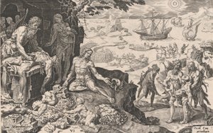 Die kaiserlichen Truppen bringen Zivilisation zu den Indianern, aus Die Siege des Kaisers Ch..., 1555