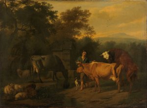 Landschaft mit Hirten und Vieh