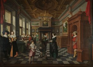 Eine siebenteilige dekorative Sequenz: Ein Innenraum von Dirck van Delen