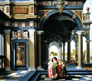 Elegante Figuren in einer Loggia, 1635 von Dirck van Delen