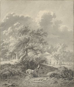 Landschaft mit Pferd und Wagen von Dirk Jan van der Laan