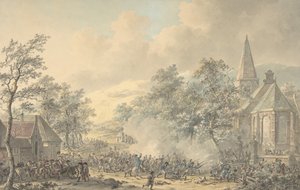 Kampfszene mit Kirche rechts, ca. 1790-1800