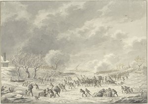 Die Franzosen überqueren die Waal bei Bommel, Januar 1795 von Dirk Langendijk