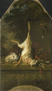 Stillleben mit totem Hasen und Rebhühnern
