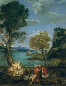 Landschaft mit Moses und dem brennenden Dornbusch von Domenichino