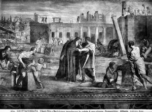 Eines der Wunder des hl. Bartholomäus, der verhindert, dass eine Säule fällt von Domenichino