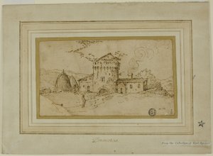 Bauernhof mit Turm und Heuhaufen von Domenichino