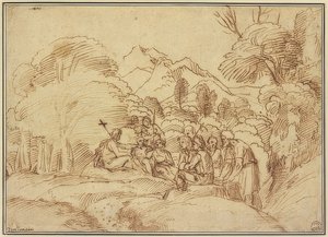 Johannes predigt in der Wüste von Domenichino