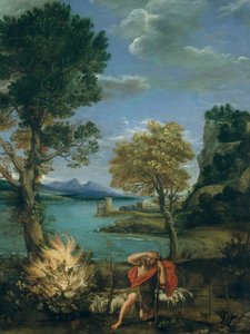Landschaft mit Moses und dem brennenden Dornbusch von Domenichino