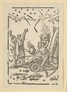 Das fertige Geschütz als Ergebnis des Gusses; zugleich eine Darstellung der Pulverwirkung. Aus der Folge "De re metallica". von Domenico Beccafumi