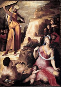 Moses zerbricht die Gesetzestafeln von Domenico Beccafumi