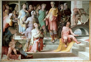 Das Opfer von Seleucos de Locres. Fresko von Domenico Beccafumi 1529-1535, Siena, Palazzo Pubblico von Domenico Beccafumi
