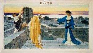 Fresko von Rahab, Jerichos Prostituierte, versteckt die von Josua gesandten Spione auf der Terrasse von Domenico Bruschi