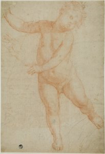 Putto auf rechtem Bein balancierend (recto); Skizze eines drapierten Arms (verso) von Domenico Cresti