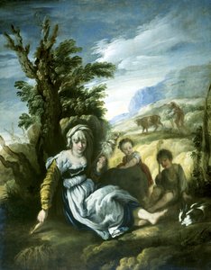 Adam und Eva bei der Arbeit von Domenico Fetti or Feti