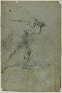 David enthauptet Goliath (recto); Skizze einer bekleideten weiblichen Figur mit erhobenem rechten Arm (verso)