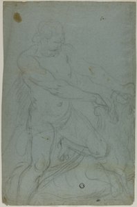 Samson und der Löwe (recto); Jungfrau Maria mit ausgestrecktem rechten Arm (verso) von Domenico Fiasella