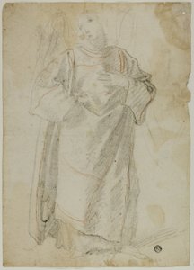 Stehender Engel (recto); Studie von Gesicht und Draperie (verso)