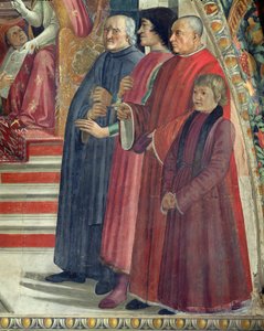 Detail von St. Franziskus erhält die Regel des Ordens von Papst Honorius, Szene aus dem Zyklus des Lebens von St. Franziskus von Assisi, 1486 (Detail)