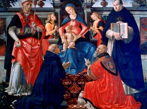 Madonna und Kind auf dem Thron mit den Heiligen von Domenico Ghirlandaio