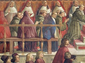 Die Genehmigung des Ordens durch Papst Honorius III., Szene aus dem Leben des hl. Franz von Assisi (Detail)