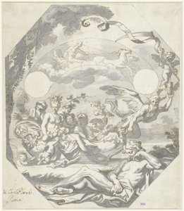 Entwurf für ein Zifferblatt mit einer mythologischen Allegorie von Domenico I Piola (attributed to)