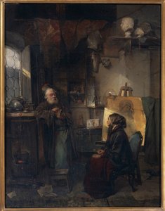 Der alte Geldverleiher untersucht die letzten Schmuckstücke einer Dame in Not von Domenico Induno