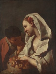 Mädchen verkauft Obst von Domenico Maggiotto (attributed to)