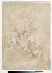 Jupiter vertraut Bacchus Mercure an. Zeichnung von Domenico Canuti. Paris, Louvre Museum von Domenico Maria Canuti