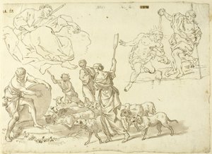 Skizzen religiöser Szenen von Domenico Piola