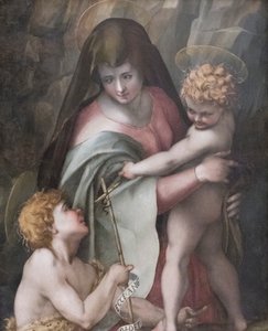 Madonna mit Kind und dem jungen St. Johannes, Domenico Puligo von Domenico Puligo