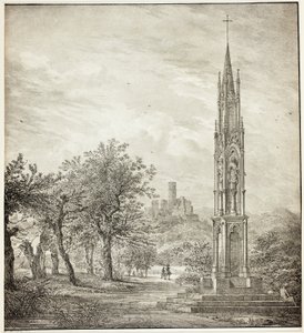 Ruine von Godesberg mit dem sogenannten Hohen Kreuz des Rheins von Domenico Quaglio
