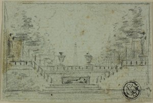 Treppe und Terrasse im formalen Garten von Domenico Quaglio