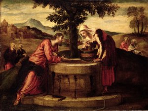 Christus und die Frau von Samaria von Domenico Robusti Tintoretto