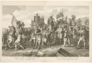 Militärischer Zug mit Kriegsbeute auf einem Wagen Triumphzug von Alexander dem Großen in Babylon (Serientitel) von Domenico Rossetti
