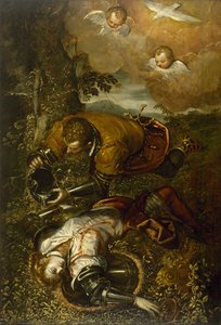 Tancred tauft Clorinda von Domenico Tintoretto