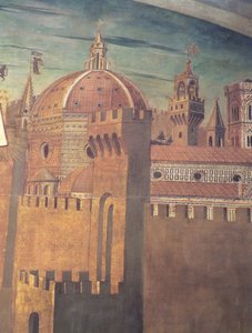 Detail des Florenzer Doms, aus einem Fresko von Dante mit der Divina Commedia im Nordschiff, 1465 Fresko (Detail)