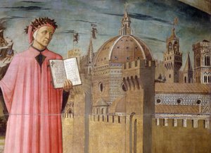 Porträt von Dante Alighieri, Florenz und die Allegorie der Göttlichen Komödie von Domenico di Michelino