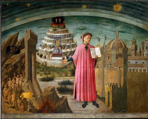 Porträt von Dante mit der Göttlichen Komödie