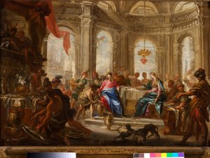 Die Hochzeit zu Kana von Domenico the Elder Piola